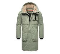 STONE HARBOUR Herren Warmer Langer Wintermantel mit Verstellbarer Kunstfell-Kapuze Cyriaan XX Ice Green Gr. L