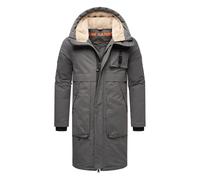 STONE HARBOUR Herren Warmer Langer Wintermantel mit Verstellbarer Kunstfell-Kapuze Cyriaan XX Anthracite Gr. M