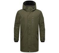 STONE HARBOUR Herren Outdoorjacke warm gefüttert leichte Winterjacke lang mit Kapuze Lanzoo Dark Olive Gr. XXL