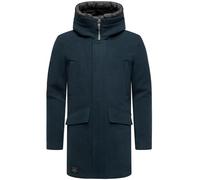 STONE HARBOUR Herren sportlich-eleganter Wintermantel in Wollmantel-Optik mit Brusttaschen und abnehmbarer Kapuzenblende Fenroos XX Navy Gr. L