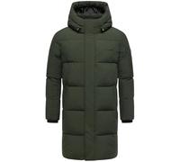 STONE HARBOUR Herren Steppmantel mit kuscheligem Fleece-Innenfutter warmer Wintermantel mit großer Kapuze Hadrieen XX Dark Olive Gr. XXL