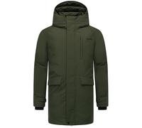 STONE HARBOUR Herren warmer langer Wintermantel mit magnetischer Abdeckleiste und Brusttasche Emriis XX Dark Olive Gr. L