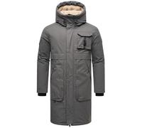 STONE HARBOUR Herren Warmer Langer Wintermantel mit Verstellbarer Kunstfell-Kapuze Cyriaan XX Anthracite Gr. M