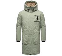 STONE HARBOUR Herren Warmer Langer Wintermantel mit Verstellbarer Kunstfell-Kapuze Cyriaan XX Ice Green Gr. L