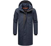 STONE HARBOUR Herren Warmer wasserdichter Wintermantel lang mit Abnehmbarer Kapuze und magnetischer Abdeckleiste Xandroo XX Navy Gr. M