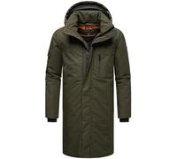 STONE HARBOUR Herren Warmer wasserdichter Wintermantel lang mit Abnehmbarer Kapuze und magnetischer Abdeckleiste Xandroo XX Olive Gr. S