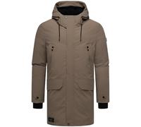 STONE HARBOUR Herren warmer Wintermantel lang Winterparka mit Fleece-Innenfutter, zahlreichen Taschen innen und außen und großer Kapuze Kitraan XX Stone Brown Gr. XXL
