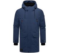 STONE HARBOUR Herren warmer Wintermantel lang Winterparka mit Fleece-Innenfutter, zahlreichen Taschen innen und außen und großer Kapuze Kitraan XX Navy Gr. XL