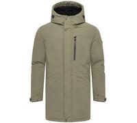 STONE HARBOUR Herren warmer Wintermantel Parka mit wasserdichten Reißverschlusstaschen und verstellbarer, Fleece gefütterter Kapuze Phinoo XX Dusty Olive Gr. L