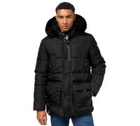 STONE HARBOUR Herren Winterjacke warme Steppjacke mit Kapuze und abnehmbarem Kunstfell-Kragen Mironoo Black Gr. XXL
