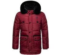 STONE HARBOUR Herren Winterjacke warme Steppjacke mit Kapuze und abnehmbarem Kunstfell-Kragen Mironoo Granit Red Gr. XL