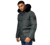 STONE HARBOUR Herren Winterjacke warme Steppjacke mit Kapuze und abnehmbarem Kunstfell-Kragen Mironoo Stone Green Gr. XXL