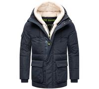 STONE HARBOUR Herren Winterjacke warme Steppjacke mit Kapuze und flauschigem Kunstfell-Einsatz Lauroo XX Navy Gr. M