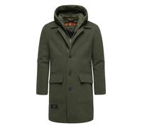 Trenchcoat STONE HARBOUR "Thiagoo XX", Herren, Gr. S (48), olivgrün, Obermaterial 1: 95% Polyester, 3% Viskose, 2% Elasthan; Obermaterial 2: 100% Polyester; Innenfutter: 100% Polyester; Wattierung: 10