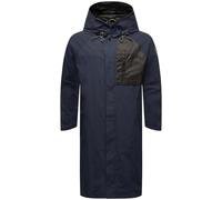 STONE HARBOUR Leichter Herren Übergangsmantel Langer Regenmantel mit Kapuze Zafaar Navy Gr. L