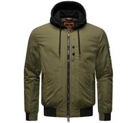 STONE HARBOUR mitteldick gefütterte Herren Übergangsjacke Kurze Bomberjacke mit (Abnehmbarer) Sweat-Innenjacke und Kapuze Hoboo Millitary Green Gr. XL