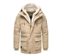 STONE HARBOUR Herren Winterjacke warme Steppjacke mit Kapuze und flauschigem Teddyfleece-Einsatz Lauroo XX Sand Beige Gr. XL