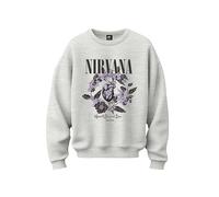 Stone Kids Nirvana Damen-Sweatshirt, Oversize, offizielles Lizenzprodukt, Größe XS-XL, Hellgrau meliert., 46