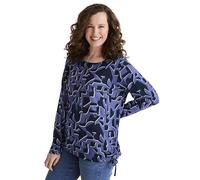 Langarmshirt STOOKER WOMEN "CARA Langarmshirt Rundhals", Damen, Gr. 48/50, blau (blau abstract aop), 96% Polyester, 4% Elasthan, slim fit, Rundhals, Shirts Langarmshirt, Langarmshirt Rundhals figurums