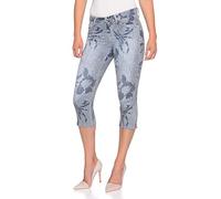 Stooker Tahiti Stretch Capri Jeans Hose Slim Fit Damen Bermuda 7/8 Hose - Flower/Stripe AOP (W40 L53, 9644 - Flower/Stripe AOP)