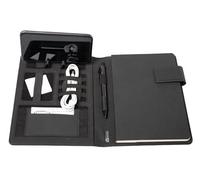 Schreibmappe Lightpak®, A5, Multifunktionsbänder, 1 Einsteckfach, Stifteschlaufe, Handy-/Tabletaufsteller, 1 Block, Magnetverschluss, RPET, anthrazit