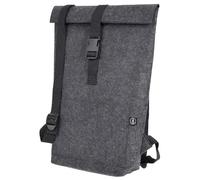 Stop Ocean Plastic 46230 Rolltop-Rucksack, Alltagsrucksack aus rPET-Filz, Businessrucksack geeignet für Laptops (17,3 Zoll), Filzrucksack, Schnapp- & Klettverschluss, ca. 39 x 51 x 11 cm, dunkelgrau