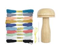 Stopfpilz-Set, Holzstopfpilz,Stopfpilz für Socken | Stopfnadel-Set aus Holz mit Garn, Gummiband und Stopfnadeln zum Selbermachen, Nähen, Basteln