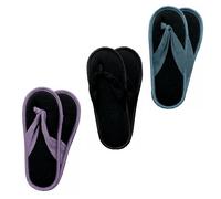 Stoppersocken als Zehentrenner (3 Paar) | Rutschfeste | ABS Socken | Haussocken | Hausschuhe - Grün Flieder Schwarz / 35 - 38