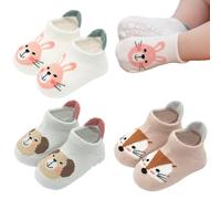 Stoppersocken Kinder [3er Set],Antirutsch Baby Socken mit Noppen - Extra Sicher & Atmungsaktiv, Kindersocken mit Tiermotiven
