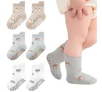 Stoppersocken Kinder [3er Set],Antirutsch Baby Socken mit Noppen - Extra Sicher & Atmungsaktiv, Kindersocken mit Tiermotiven,geeignet für Babys, Kinder und Mädchen