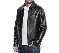 Storemm Herren-Jacke aus echtem Lammleder, klassischer Biker-Stil, Lammfelljacken für Herren, Schwarz, S