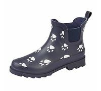 StormWells - Damen Gummistiefel, Pfoten-Muster (37 EU) (Marineblau)
