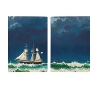 Stormy Waves Reisepasshülle im Vintage-Stil, Segelboot, Reisepasshülle mit Kreditkartenfächern und Bordkartenfach für Reisen, Familienausweis, Dokumenten-Organizer (20,3 x 13,7 cm)