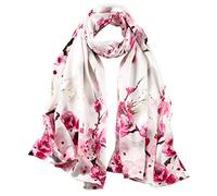STORY OF SHANGHAI Seidenschal Damen 100% Seide, 20+ Bunte Luxuriöse Schals, Warm & Weich, als Stola Seidentuch Halstuch Pashmina - 53 * 170 cm Strauch-Pfingstrose