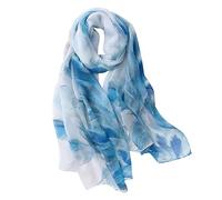 STORY OF SHANGHAI Seidenschal Damen 100% Seide, 30+ Farben XXL Blumen Seidentuch, Stola für Abendkleid Hochzeit, Seide Schal Halstuch, 180 * 110cm,Feder Blau