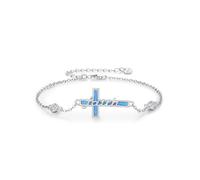 StoryMidir Armband mit blauem Opal und Kreuz für Damen 925 Sterling silber religiöses Schmuckstück Geschenkidee