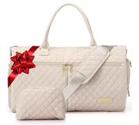 STOVER Damen wandelbare Kleidertasche für Reisen, 2-in-1 Handgepäcktasche für Wochenendausflüge, faltenfreie Kleider, hängende Anzüge, Kleidung + Schuhfach & Bonus Kulturbeutel, Cream, 20 inches x 12