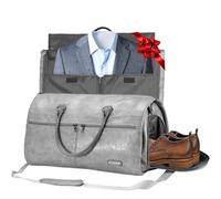 STOVER Kleider-Reisetasche, groß, 2-in-1, wandelbares Handgepäck für Damen und Herren, zum Aufhängen, Kleider, Kleidung, Schuhfach, Wochenend-Tragetasche, 04 Kunstleder, Grau