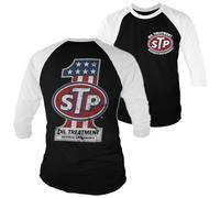STP Offizielles Lizenzprodukt American No. 1 Baseball 3/4 Ärmel T-Shirt (Weiß-Schwarz), Medium