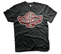 STP Offizielles Lizenzprodukt Piston Emblem Herren T-Shirt (Schwarz), Medium