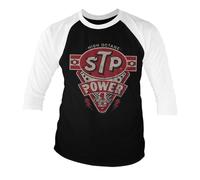 STP Offizielles Lizenzprodukt Power Baseball 3/4 Ärmel T-Shirt (Weiß-Schwarz), X-Large