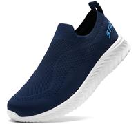 STQ Damen Slip on Sneakers Komfort Memory Foam Turnschuhe Mesh Atmungsaktiv Bequeme Wanderschuhe Sportschuhe Marine 36 EU