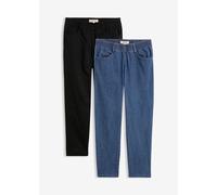 Straight-Jeans BONPRIX, Damen, Gr. 40, N-Gr, blau denim, schwarz, Denim/Jeans, Obermaterial: 97% Baumwolle, 3% Elasthan, regular fit, Jeans Straight-Jeans, gerades Bein, mit erhöhtem Gummibund, in Str