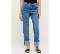Straight-Jeans ANGELS "LARA TU", Damen, Gr. 46, Länge 30, light blau random used, Denim/Jeans, Obermaterial: 91% Baumwolle, 6% Polyester, 3% Elasthan, straight fit lang, Jeans Straight-Jeans, mit umge