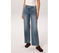 Straight-Jeans ANISTON CASUAL, Damen, Gr. 42, N-Gr, blau (blau used), Denim/Jeans, Obermaterial: 81% Baumwolle, 17% Polyester, 2% Elasthan, Abriebeffekte, figurumspielend lang, Jeans Straight-Jeans, m