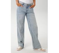 Straight-Jeans ANISTON CASUAL, Damen, Gr. 44, N-Gr, blau (bleched), Denim/Jeans, Obermaterial: 81% Baumwolle, 17% Polyester, 2% Elasthan, Destroyed-Effekte, figurumspielend lang, Jeans Straight-Jeans,