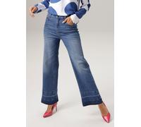 Straight-Jeans ANISTON CASUAL, Damen, Gr. 48, N-Gr, blau (dunkelblau used), Denim/Jeans, Obermaterial: 87% Baumwolle, 11% Polyester, 2% Elasthan, Abriebeffekte, figurumspielend knöchelfrei, Jeans Stra