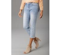 Straight-Jeans ANISTON SELECTED, Damen, Gr. 46, N-Gr, blau (light, blau, washed), Denim/Jeans, Obermaterial: 80% Baumwolle, 18% Polyester, 2% Elasthan, figurbetont ca. Mitte Wade, Jeans Straight-Jeans