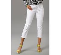 Straight-Jeans ANISTON SELECTED, Damen, Gr. 46, N-Gr, weiß, Denim/Jeans, Obermaterial: 66% Baumwolle, 31% Polyester, 3% Elasthan, unifarben, figurbetont ca. Mitte Wade, Jeans Straight-Jeans, in verkür