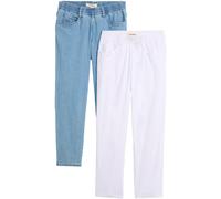 Straight-Jeans BONPRIX, Damen, Gr. 46, N-Gr, weiß, hellblau denim, Denim/Jeans, Obermaterial: 82% Baumwolle, 17% Polyester, 1% Elasthan, regular fit, Jeans Straight-Jeans, gerades Bein, mit erhöhtem G